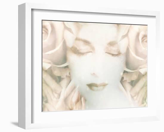 Montage of a Portrait with Floral Elements of Roses in High Key-Alaya Gadeh-Framed Photographic Print