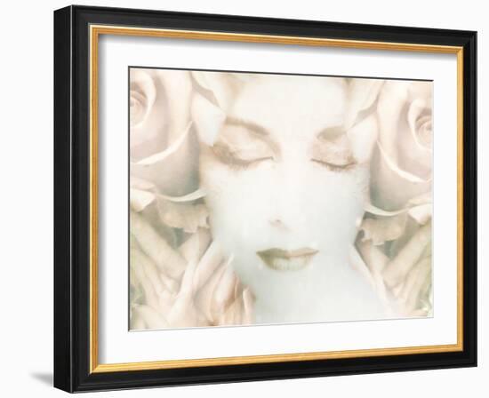 Montage of a Portrait with Floral Elements of Roses in High Key-Alaya Gadeh-Framed Photographic Print