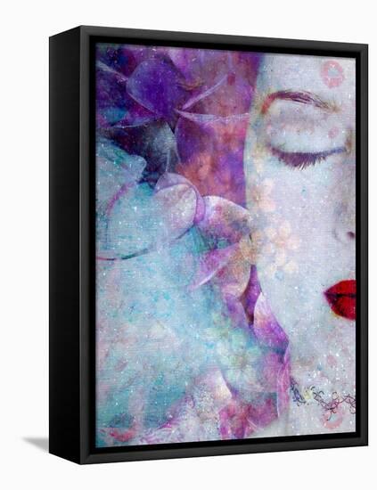 Montage of a Portrait with Flowers and Texture-Alaya Gadeh-Framed Premier Image Canvas