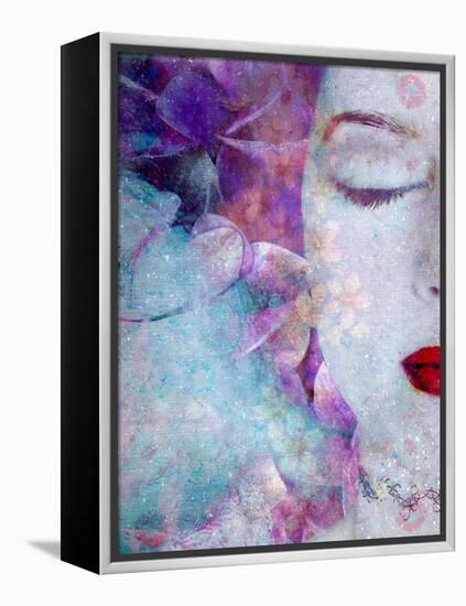 Montage of a Portrait with Flowers and Texture-Alaya Gadeh-Framed Premier Image Canvas