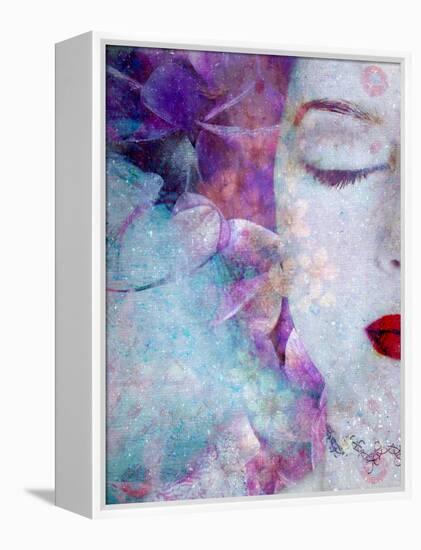 Montage of a Portrait with Flowers and Texture-Alaya Gadeh-Framed Premier Image Canvas