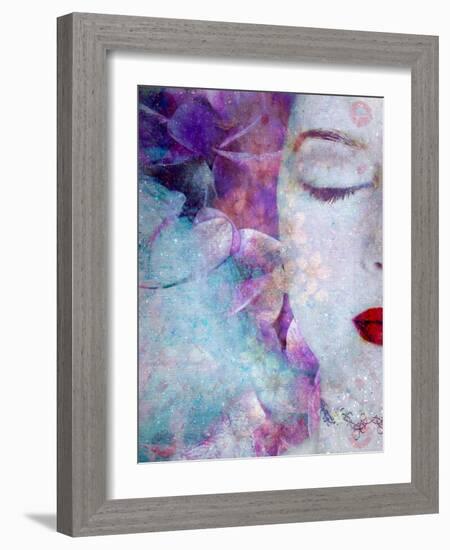 Montage of a Portrait with Flowers and Texture-Alaya Gadeh-Framed Photographic Print