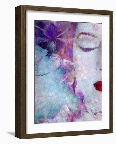 Montage of a Portrait with Flowers and Texture-Alaya Gadeh-Framed Photographic Print