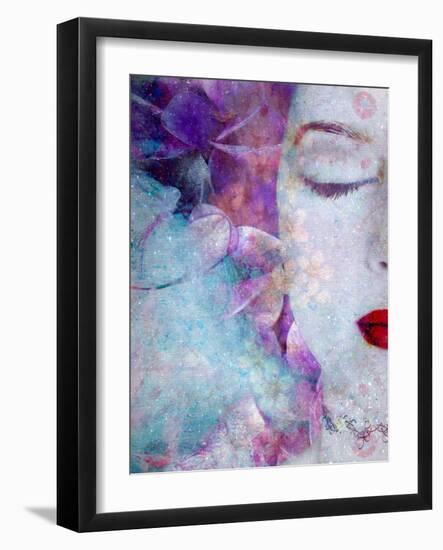 Montage of a Portrait with Flowers and Texture-Alaya Gadeh-Framed Photographic Print
