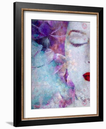 Montage of a Portrait with Flowers and Texture-Alaya Gadeh-Framed Photographic Print