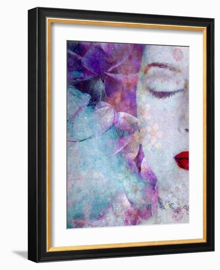 Montage of a Portrait with Flowers and Texture-Alaya Gadeh-Framed Photographic Print