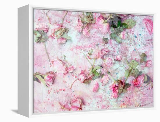 Montage of Pink Roses on a Painted Background-Alaya Gadeh-Framed Premier Image Canvas