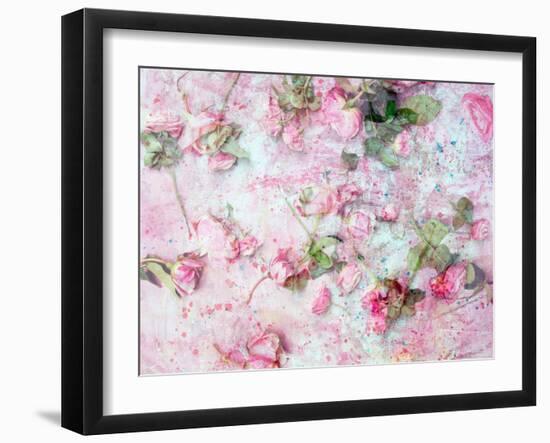 Montage of Pink Roses on a Painted Background-Alaya Gadeh-Framed Photographic Print