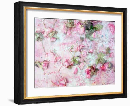 Montage of Pink Roses on a Painted Background-Alaya Gadeh-Framed Photographic Print