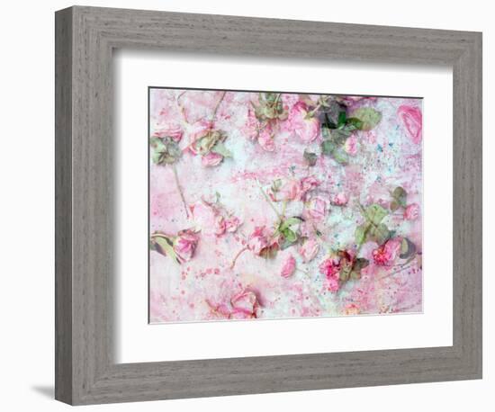 Montage of Pink Roses on a Painted Background-Alaya Gadeh-Framed Photographic Print