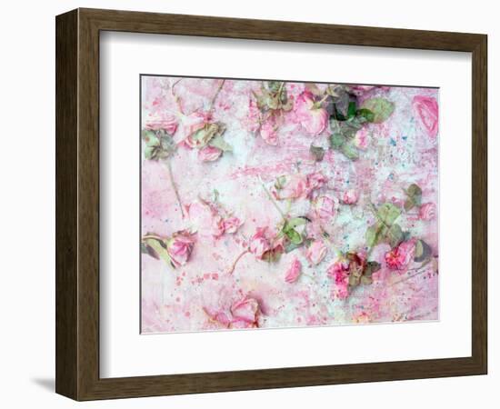 Montage of Pink Roses on a Painted Background-Alaya Gadeh-Framed Photographic Print