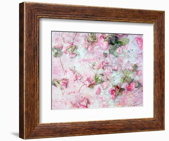 Montage of Pink Roses on a Painted Background-Alaya Gadeh-Framed Photographic Print