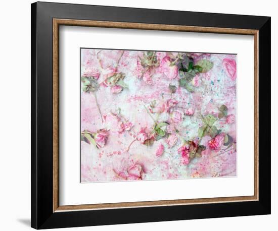 Montage of Pink Roses on a Painted Background-Alaya Gadeh-Framed Photographic Print