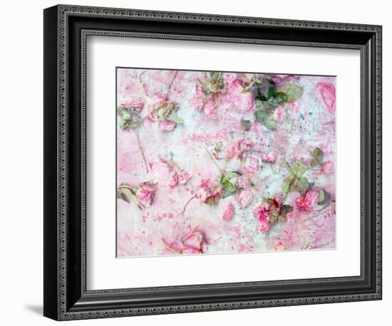 Montage of Pink Roses on a Painted Background-Alaya Gadeh-Framed Photographic Print