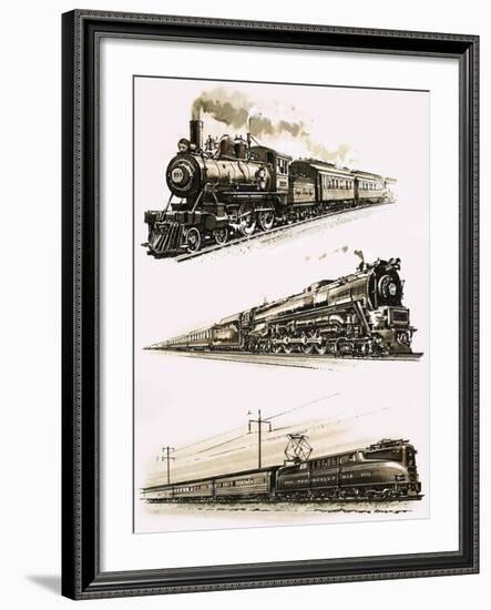 Montage of Us Trains-John S. Smith-Framed Giclee Print