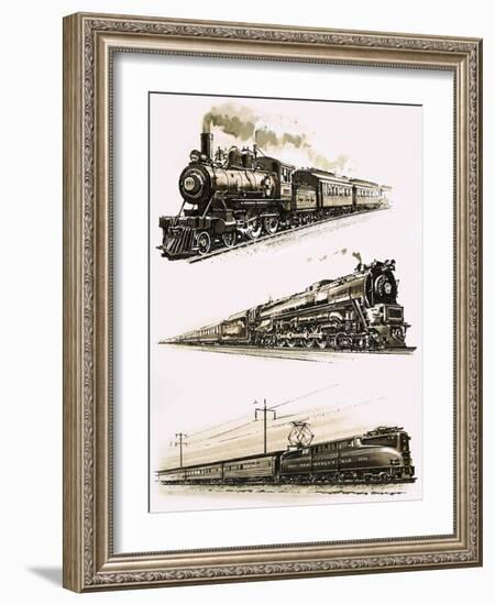 Montage of Us Trains-John S. Smith-Framed Giclee Print