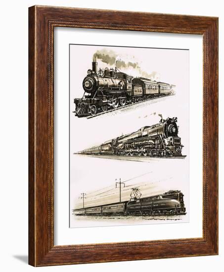 Montage of Us Trains-John S. Smith-Framed Giclee Print