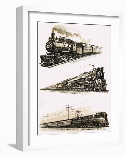 Montage of Us Trains-John S. Smith-Framed Giclee Print