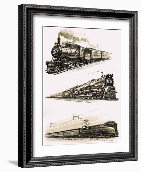 Montage of Us Trains-John S. Smith-Framed Giclee Print