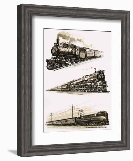 Montage of Us Trains-John S. Smith-Framed Giclee Print