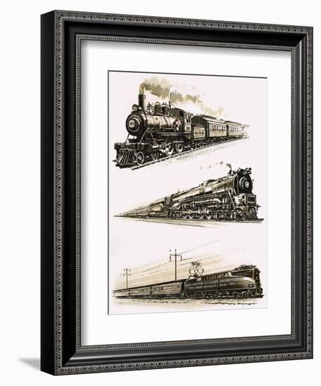 Montage of Us Trains-John S. Smith-Framed Giclee Print