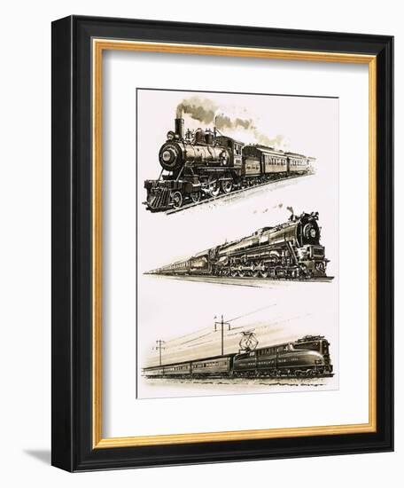 Montage of Us Trains-John S. Smith-Framed Giclee Print