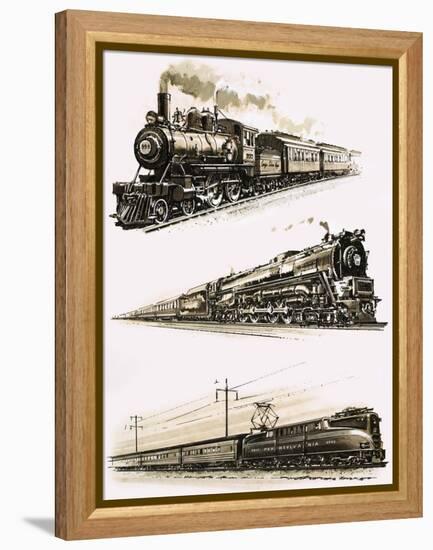 Montage of Us Trains-John S. Smith-Framed Premier Image Canvas