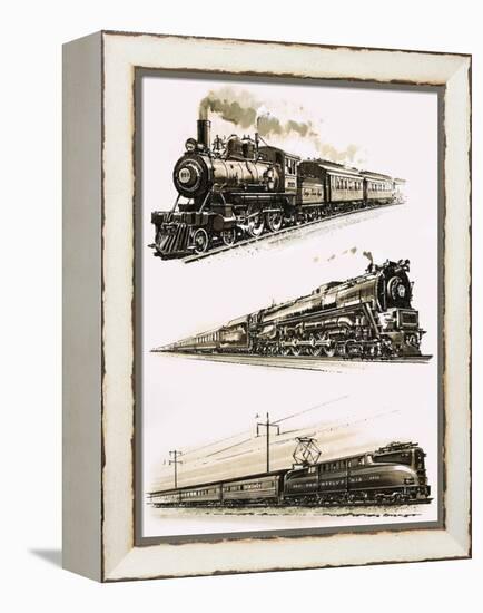 Montage of Us Trains-John S. Smith-Framed Premier Image Canvas