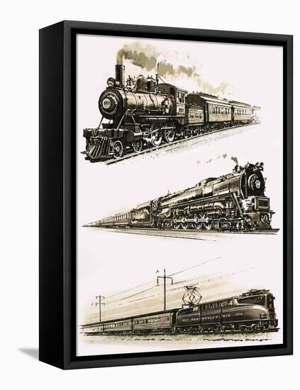 Montage of Us Trains-John S. Smith-Framed Premier Image Canvas