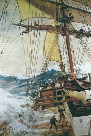 The Rising Wind by Montague Dawson, Custom Framed