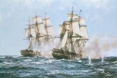 The Action Between the Java and Constitution-Montague Dawson-Art Print