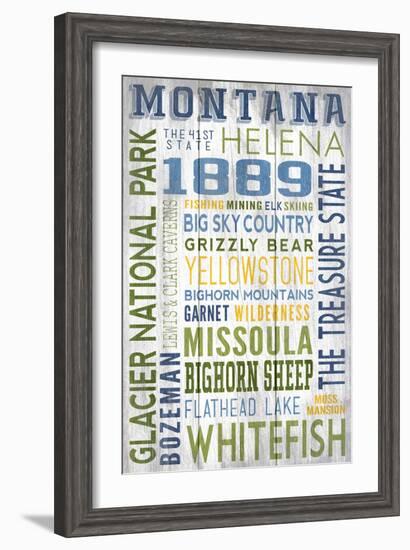 Montana - Barnwood Typography-Lantern Press-Framed Art Print