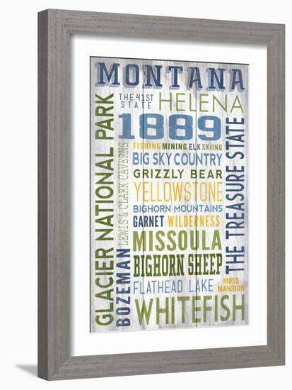 Montana - Barnwood Typography-Lantern Press-Framed Art Print