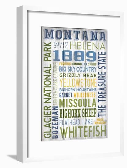 Montana - Barnwood Typography-Lantern Press-Framed Art Print