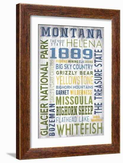 Montana - Barnwood Typography-Lantern Press-Framed Art Print