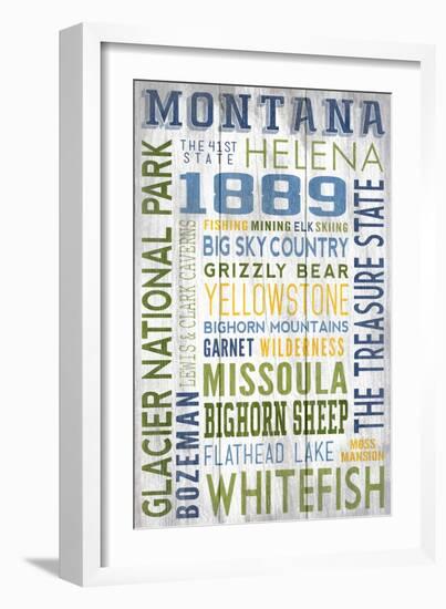 Montana - Barnwood Typography-Lantern Press-Framed Art Print