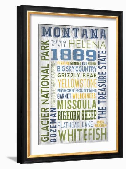 Montana - Barnwood Typography-Lantern Press-Framed Art Print