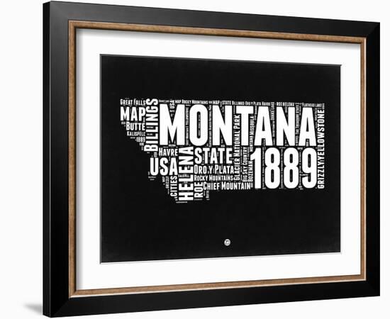 Montana Black and White Map-NaxArt-Framed Art Print