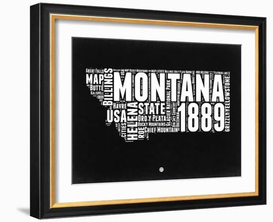 Montana Black and White Map-NaxArt-Framed Art Print