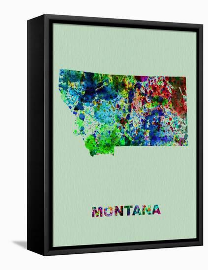 Montana Color Splatter Map-NaxArt-Framed Stretched Canvas