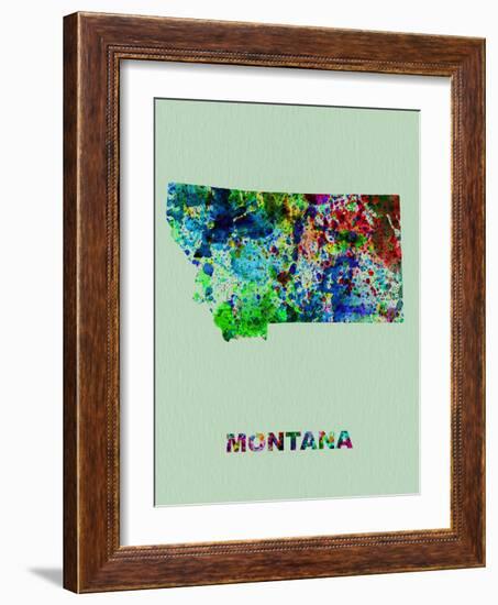 Montana Color Splatter Map-NaxArt-Framed Art Print