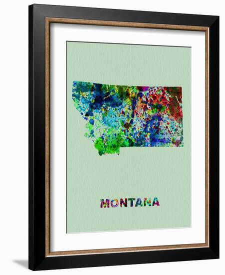 Montana Color Splatter Map-NaxArt-Framed Art Print