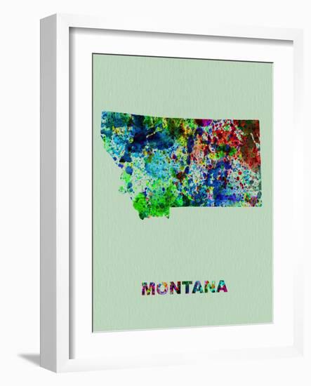 Montana Color Splatter Map-NaxArt-Framed Art Print