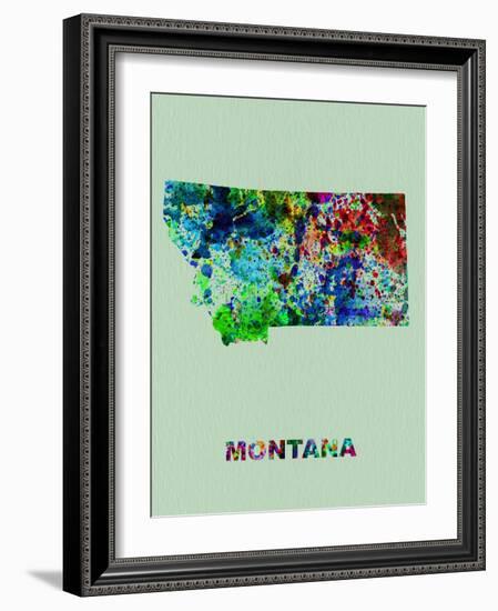 Montana Color Splatter Map-NaxArt-Framed Art Print