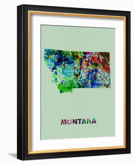 Montana Color Splatter Map-NaxArt-Framed Art Print