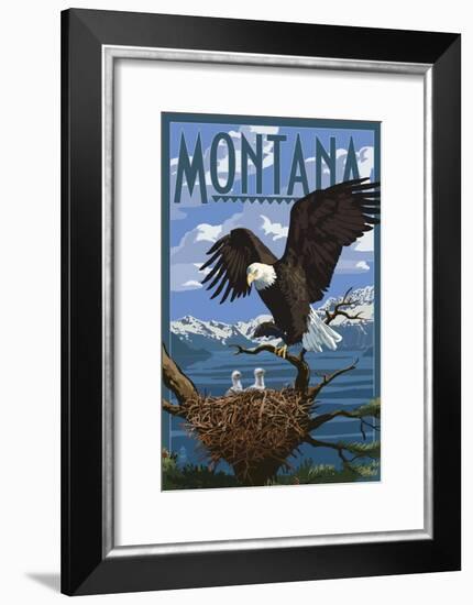 Montana - Eagle Perched with Chicks-Lantern Press-Framed Art Print