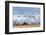 Montana Farm Dwarfed by Tall Mountains.-MH Anderson Photography-Framed Photographic Print