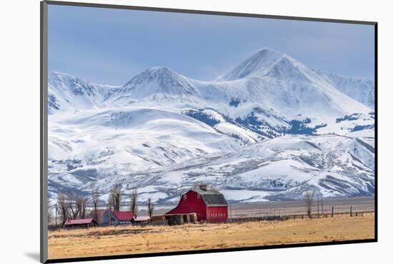 Montana Farm Dwarfed by Tall Mountains.-MH Anderson Photography-Mounted Photographic Print