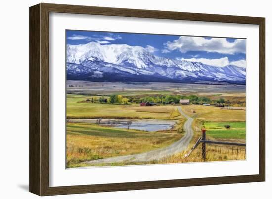 Montana Farm (Watercolor)-Galloimages Online-Framed Photographic Print