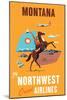 Montana - Fly Northwest Orient Airlines - Vintage Airline Travel Poster, 1950s-Pacifica Island Art-Mounted Art Print